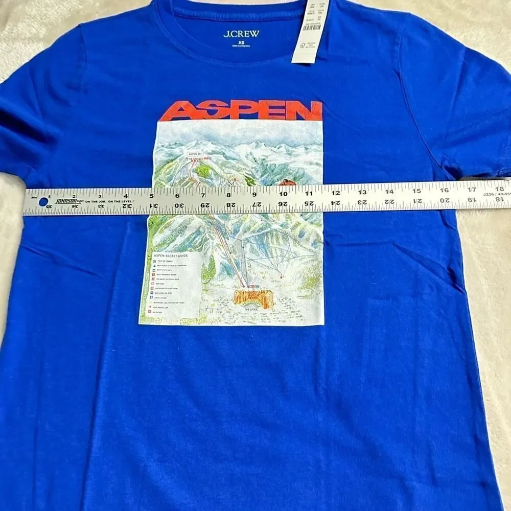 J.Crew Aspen Graphic T-Shirt Women's XS Blue Short Sleeve Crew Neck NWT